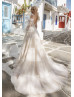 Long Sleeves Ivory Lace Tulle Sweet Wedding Dress